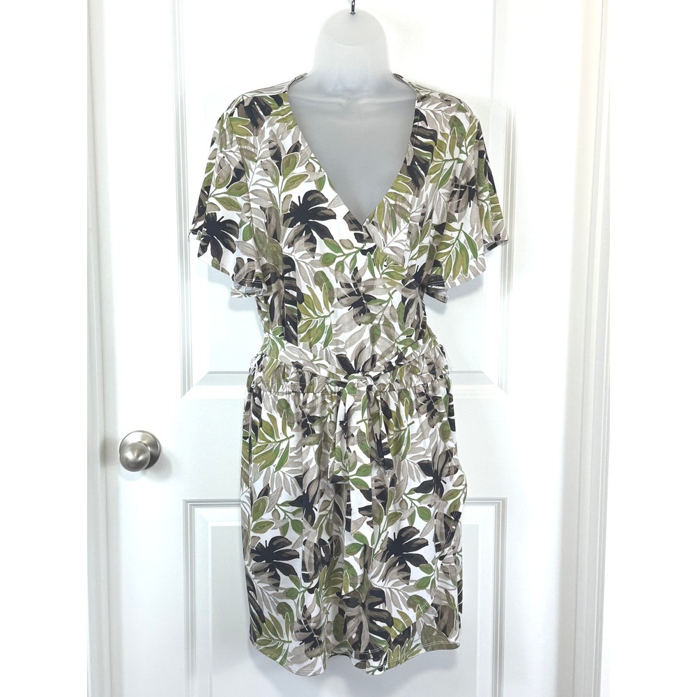 Du Jour Floral Print Wrap Style V Neck‎ Short Sleeve Romper Women's XL X-Large